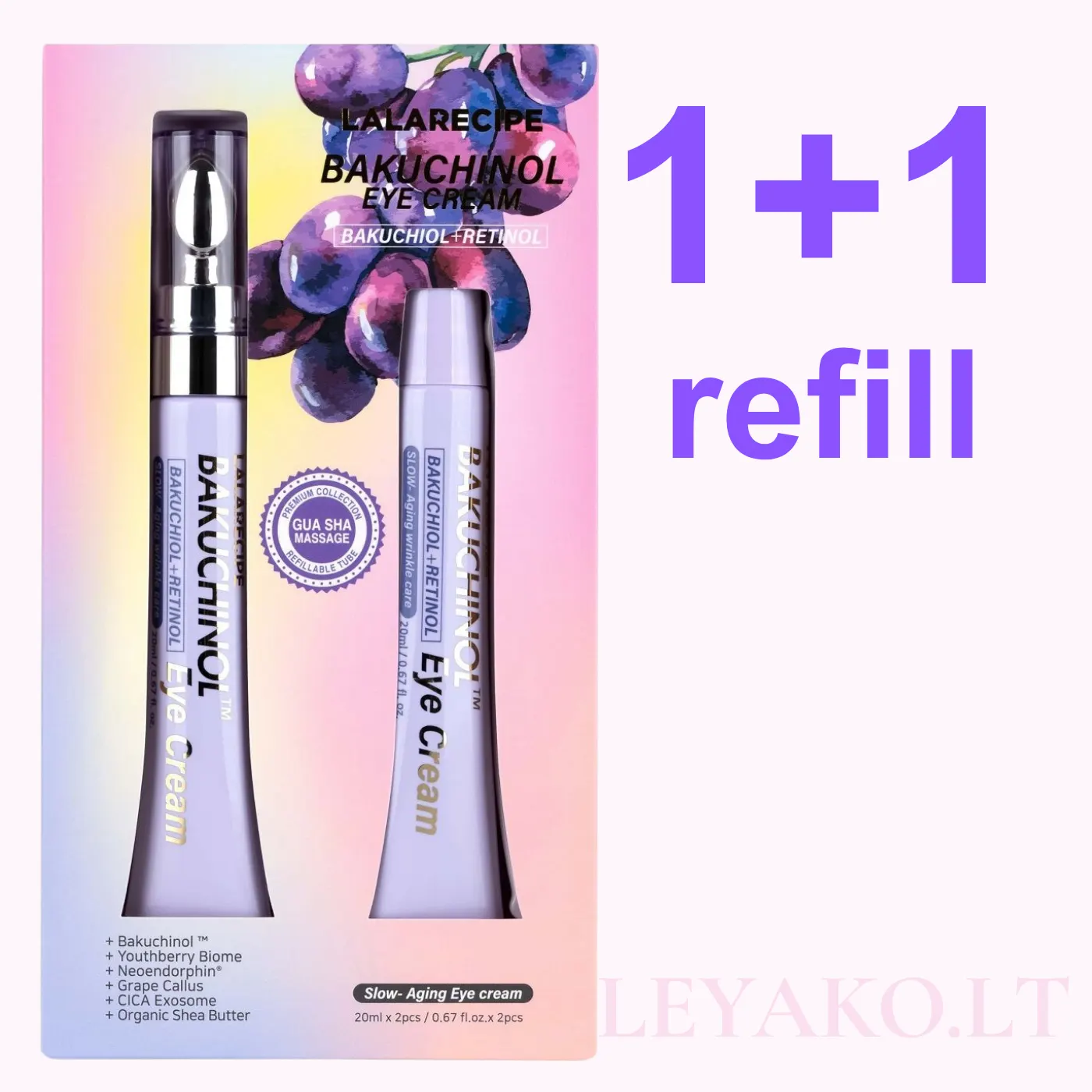 LALARECIPE bakuchinol eye cream 20ml x 2pcs