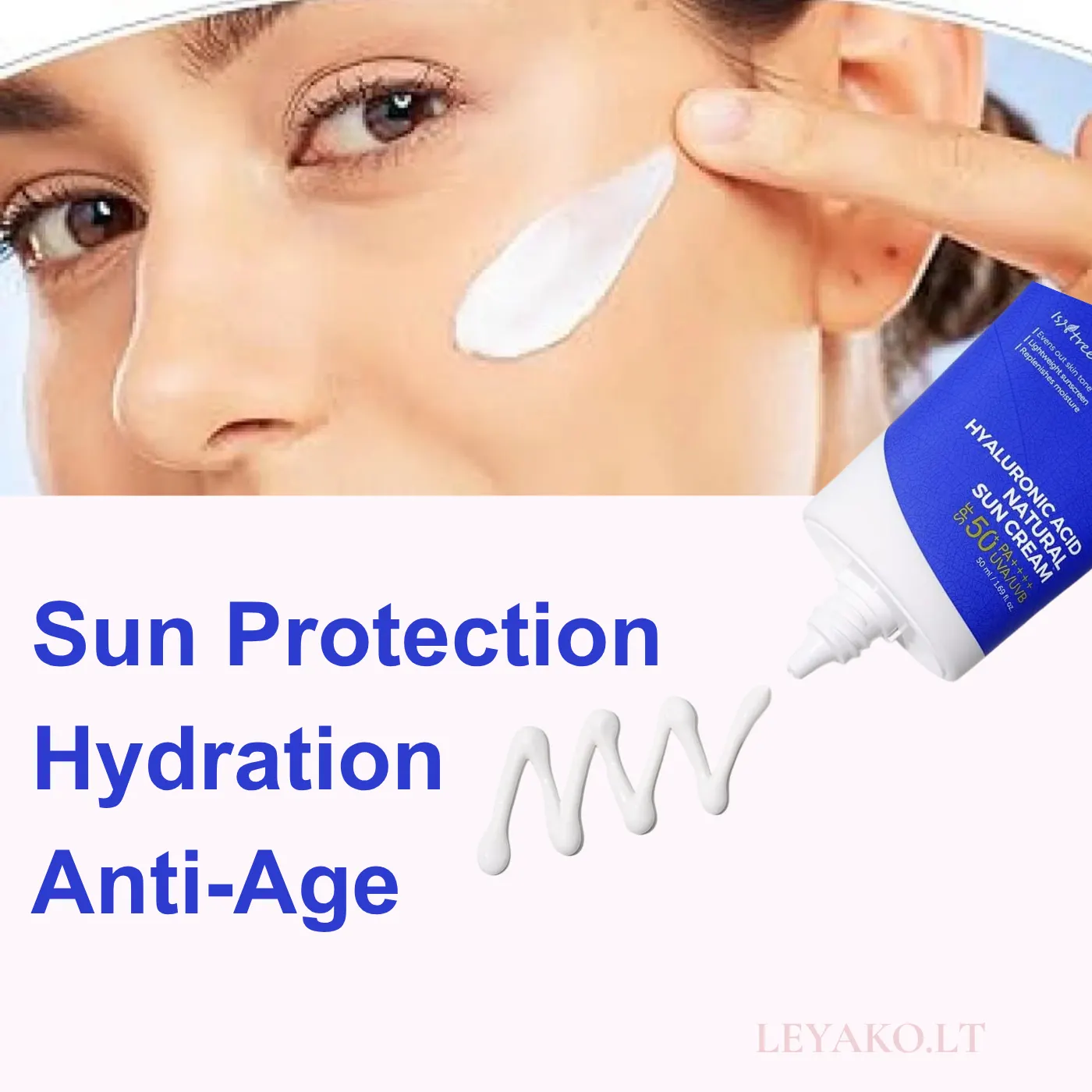 Isntree Hyaluronic Acid Natural Sun Cream 50ml - Vaizdas 2