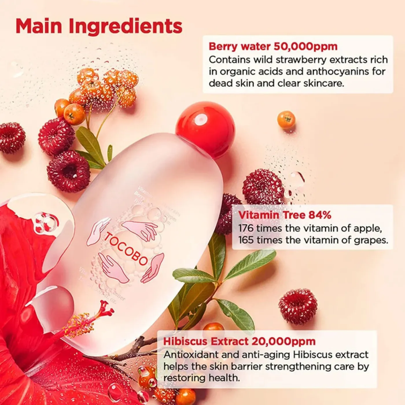 Tocobo Vita Berry Pore Toner/ Ягодный тонер для сужения пор и ровной текстуры кожи 150мл — изображение 3